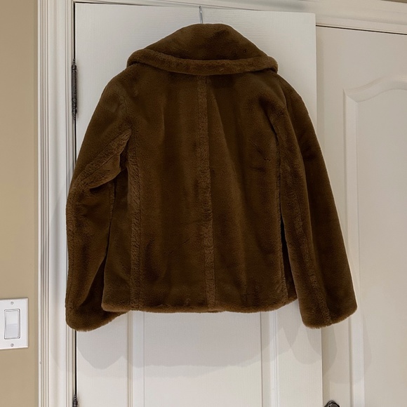 Vince Double Breasted Teddy Faux Fur Jacket/Coat, Size XS, Camel - Picture 3 of 15